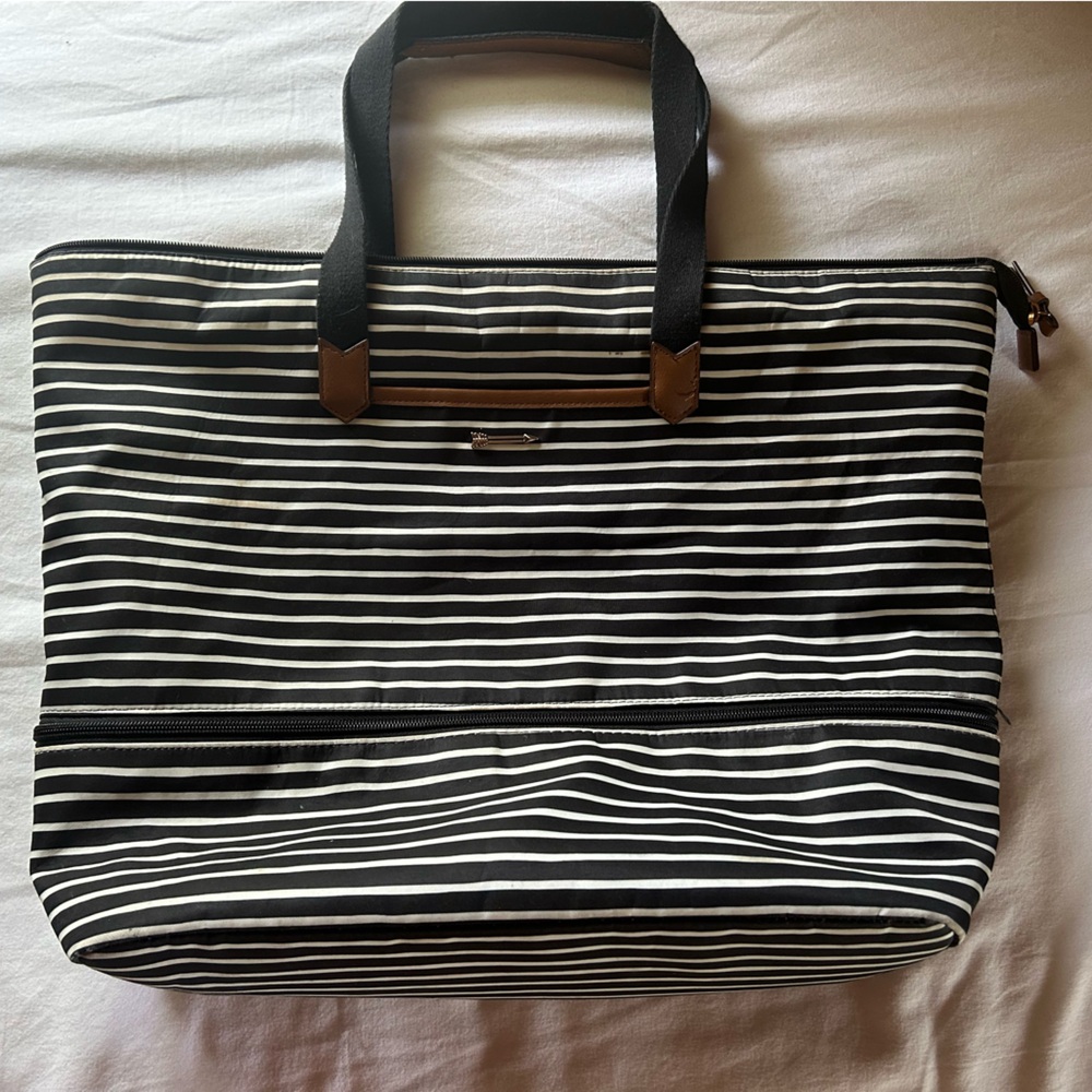 Stella & Dot Black and White Striped Tote Bag